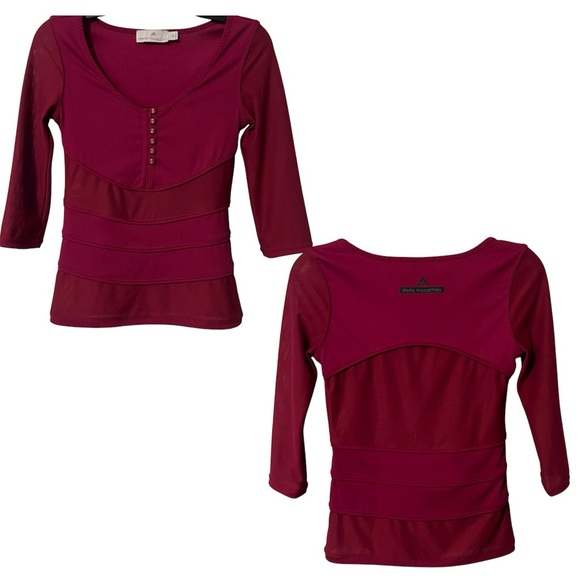 Adidas by Stella McCartney Henley Style Layer 3/4 sleeve Top Size Small - Picture 1 of 10